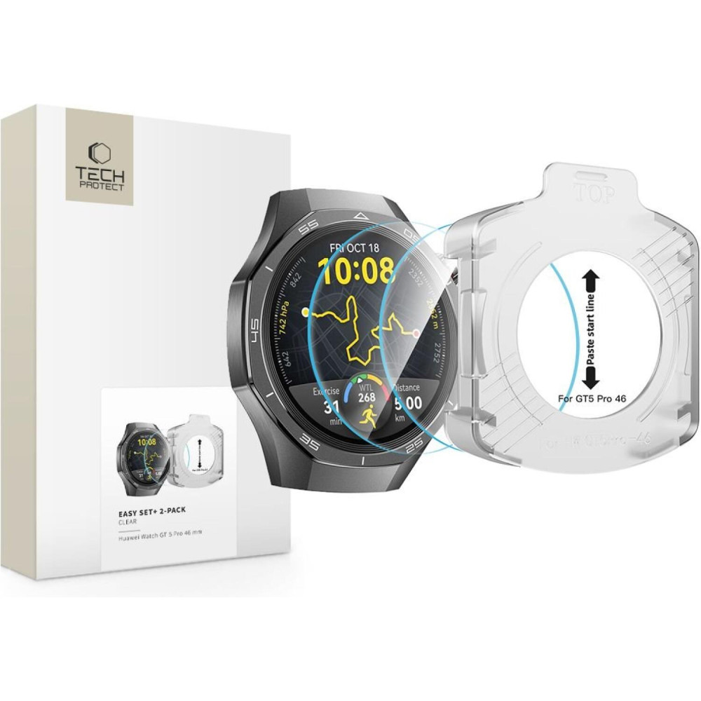 Tempered Glass Huawei Watch GT 5 Pro 46mm Tech-Protect Easy Set+ Αντιχαρακτικό Γυαλί Προστασίας Οθόνης 2 Τεμάχια - Clear (5906302318964)