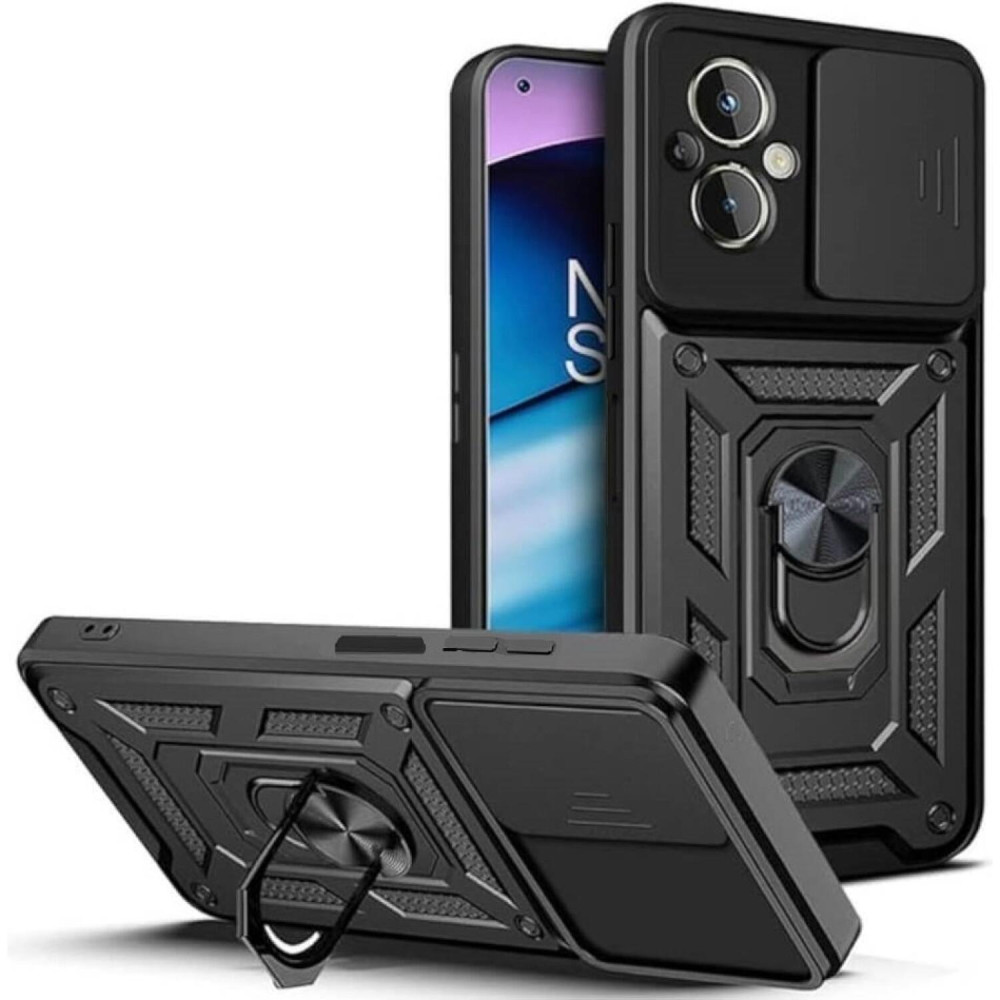 Θήκη Realme C67 4G Bodycell Armor Slide Ανθεκτική με Κάλυμμα για την Κάμερα & Μεταλλικό Ring Holder - Black (5206015082474)