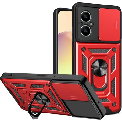 Θήκη Realme C67 4G Bodycell Armor Slide Ανθεκτική με Κάλυμμα για την Κάμερα & Μεταλλικό Ring Holder - Red (5206015082481)