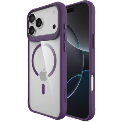Θήκη iPhone 17 Pro Max Buddi Hybrid Σκληρή Διάφανη με MagSafe - Transparent / Purple (8719246492594)