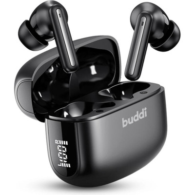 Bluetooth Ακουστικά Buddi Pulse True Wireless Headset Ασύρματα με Θήκη Φόρτισης & Τεχνολογία ANC Ακύρωσης Θορύβου 5 Έτη Εγγύηση - Black (8719246483134)