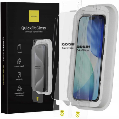 Tempered Glass iPhone Air Spacecase QuickFit Glass Αντιχαρακτικό Γυαλί Προστασίας Οθόνης με Απλικατέρ QuickFit 2 Τεμάχια - Clear (5905719131777)
