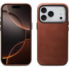 Θήκη iPhone 17 Pro Max iCarer Leather Back Case With Camera Button Δερμάτινη με MagSafe & Μεταλλικό Πλαίσιο Κάμερας - Retro Brown (KJIP17250706-BN)