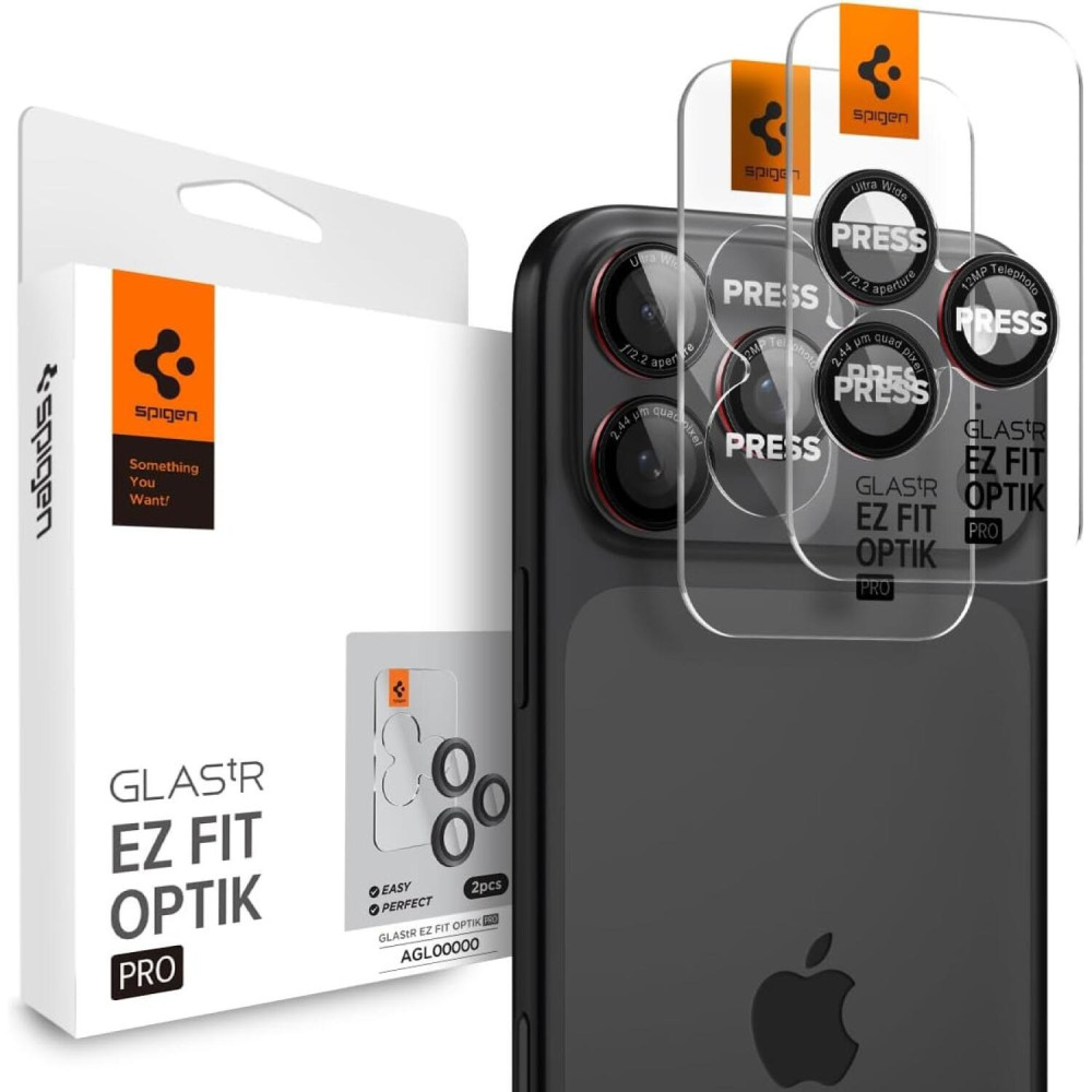 Tempered Glass iPhone 17 Pro / 17 Pro Max / 16 Pro / 16 Pro Max / 15 Pro / 15 Pro Max / 14 Pro / 14 Pro Max Spigen GLAS.tR EZ Fit OPTIK Pro Camera Lens Protector Αντιχαρακτικό Γυαλί Προστασίας για Φακό Κάμερας 2 Τεμάχια - L-Series (AGL05217)