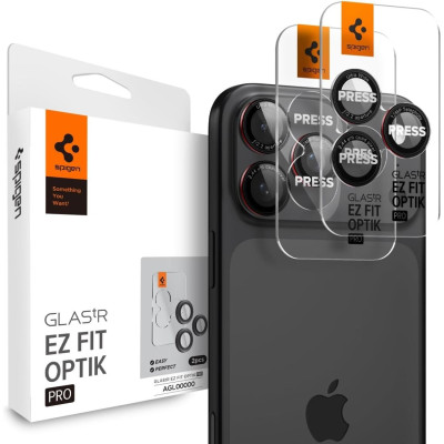 Tempered Glass iPhone 17 Pro / 17 Pro Max / 16 Pro / 16 Pro Max / 15 Pro / 15 Pro Max / 14 Pro / 14 Pro Max Spigen GLAS.tR EZ Fit OPTIK Pro Camera Lens Protector Αντιχαρακτικό Γυαλί Προστασίας για Φακό Κάμερας 2 Τεμάχια - L-Series (AGL05217)
