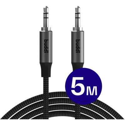 Καλώδιο Ήχου Buddi Flex 3.5mm Jack Aux Audio Cable 3.5mm Jack (male) σε 3.5mm Jack (male) 500cm 5 Έτη Εγγύηση - Black (8719246483110)