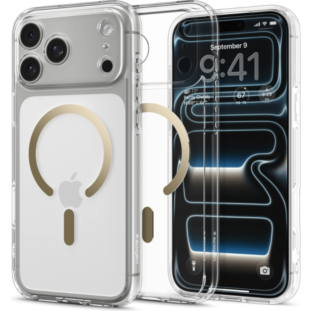 Θήκη iPhone 17 Pro Spigen Ultra Hybrid MagFit Ανθεκτική Σκληρή με MagSafe - Clear / Gold (ACS10348)