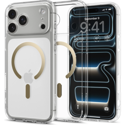 Θήκη iPhone 17 Pro Spigen Ultra Hybrid MagFit Ανθεκτική Σκληρή με MagSafe - Clear / Gold (ACS10348)