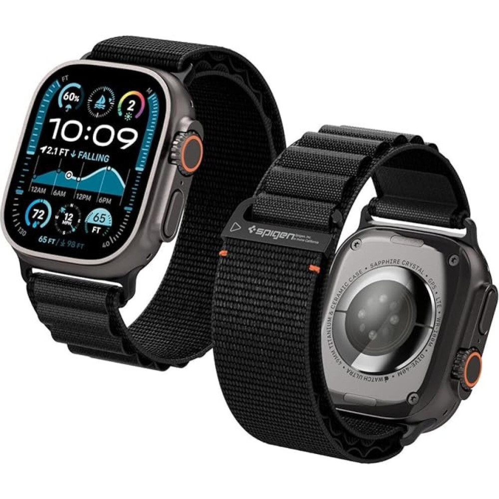 Λουράκι Apple Watch Ultra/SE/11/10/9/8/7/6/5/4 (49/46/45/44mm) Spigen WBF1 Υφασμάτινο - Black (AMP10144)