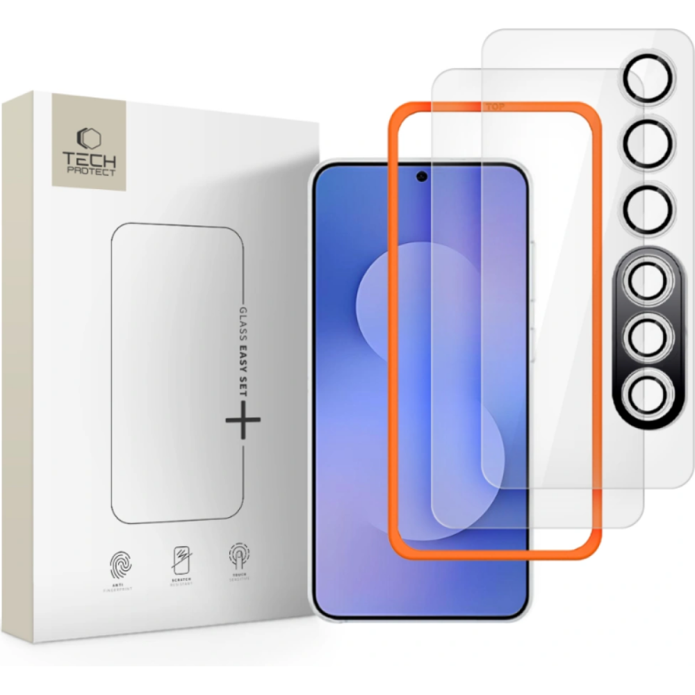 Tempered Glass Samsung Galaxy S25 FE Tech-Protect Easy Set+ με 2 x Αντιχαρακτικά Γυαλιά Προστασίας Οθόνης & 1 x για Φακό Κάμερας - Clear (5906302332762)