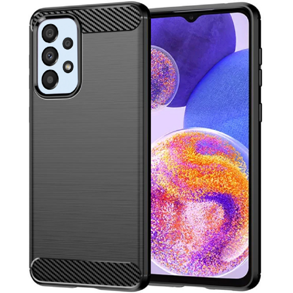 Techsuit Carbon Silicone - Θήκη Σιλικόνης Samsung Galaxy A23 - Black (5949419015029)