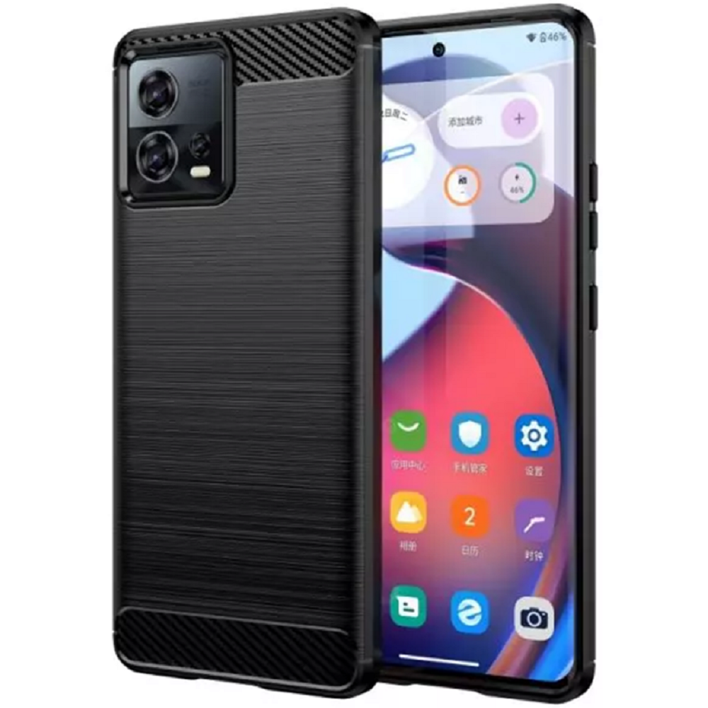 Techsuit Carbon Silicone - Θήκη Σιλικόνης Motorola Edge 30 Fusion - Black (5949419015821)