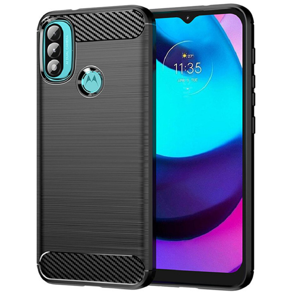 Techsuit Carbon Silicone - Θήκη Σιλικόνης Motorola Moto E40 / E30 / E20 - Black (5949419031395)