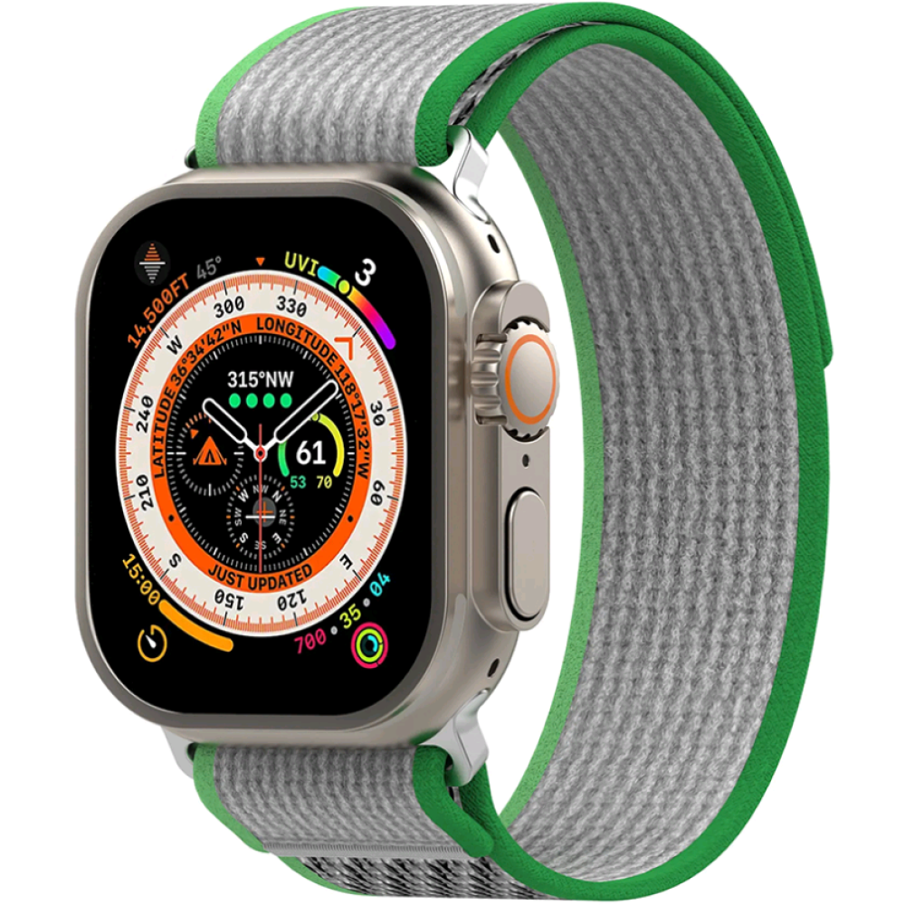 Techsuit Watchband W039 - Nylon Λουράκι Apple Watch Ultra/SE/11/10/9/8/7/6/5/4 (49/46/45/44mm) - Green / Green (5949419001848)