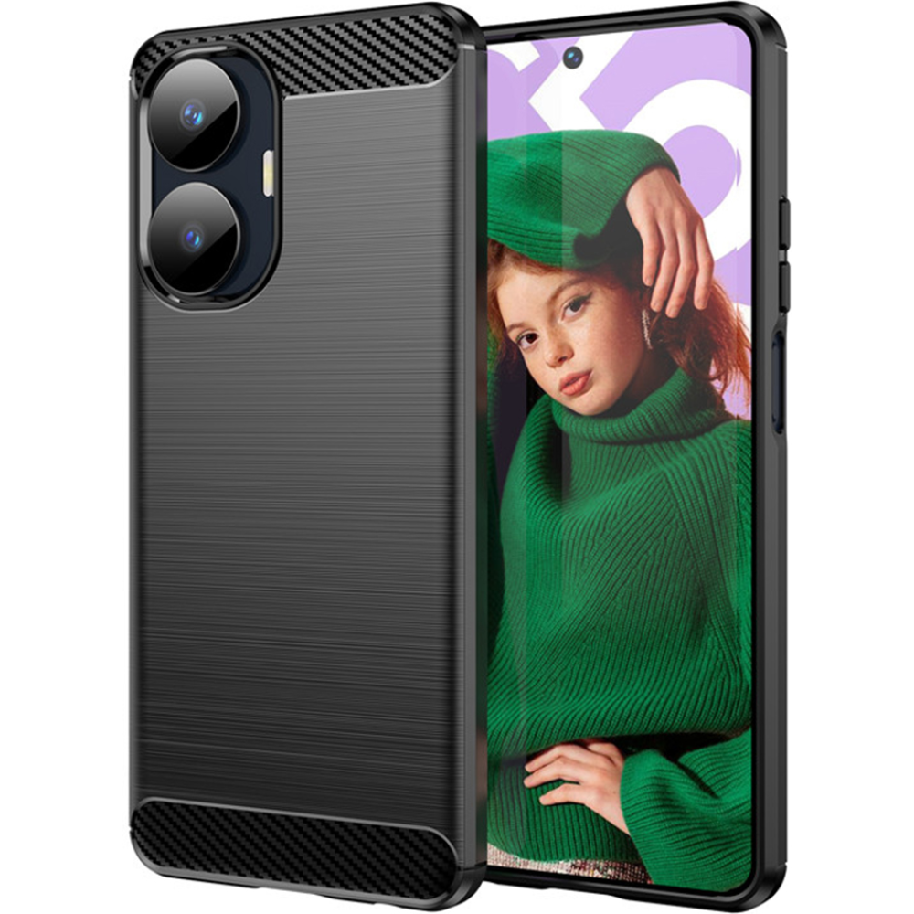 Techsuit Carbon Silicone - Θήκη Σιλικόνης Realme C55 - Black (5949419064010)