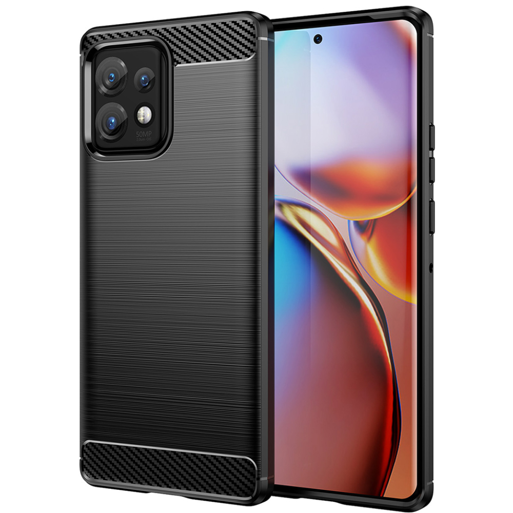 Techsuit Carbon Silicone - Θήκη Σιλικόνης Motorola Edge 40 Pro / Edge Plus 2023 - Black (5949419063945)