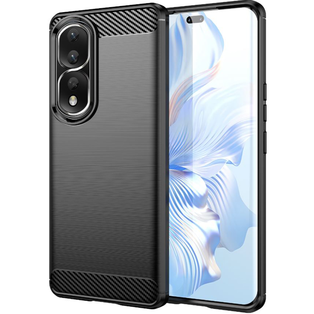 Techsuit Carbon Silicone - Θήκη Σιλικόνης Honor 90 Pro / 80 Pro - Black (5949419063921)
