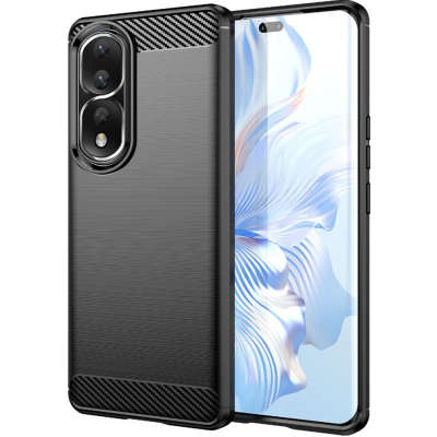 Techsuit Carbon Silicone - Θήκη Σιλικόνης Honor 90 Pro / 80 Pro - Black (5949419063921)
