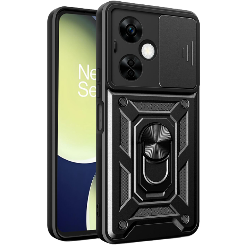 Techsuit CamShield - Ανθεκτική Θήκη με Κάλυμμα για την Κάμερα & Μεταλλικό Ring Holder - OnePlus Nord CE 3 Lite - Black (5949419070318)