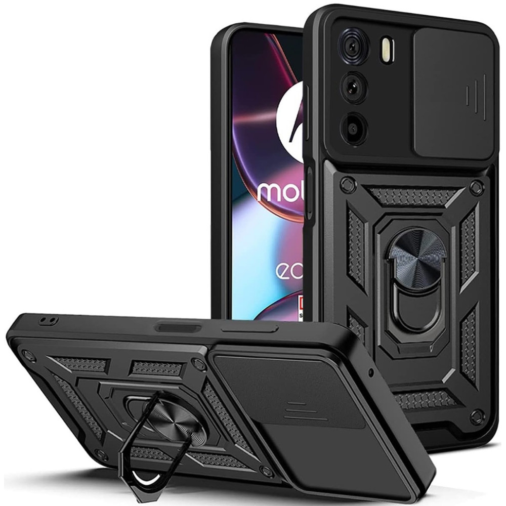 Techsuit CamShield - Ανθεκτική Θήκη με Κάλυμμα για την Κάμερα & Μεταλλικό Ring Holder - Motorola Edge 30 - Black (5949419070639)