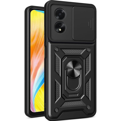 Ανθεκτική Θήκη με Κάλυμμα για την Κάμερα & Μεταλλικό Ring Holder - Oppo A58 4G - Techsuit CamShield - Black (5949419074507)