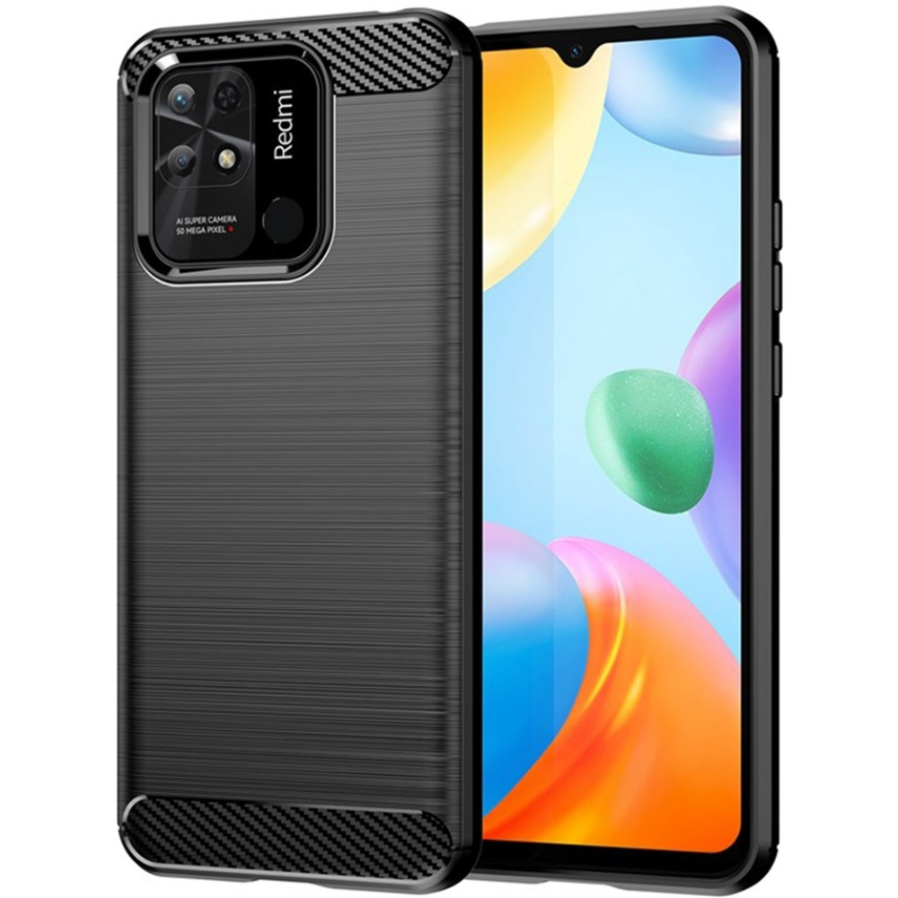 Techsuit Carbon Silicone - Θήκη Σιλικόνης Xiaomi Redmi 10C - Black (5949419024106)