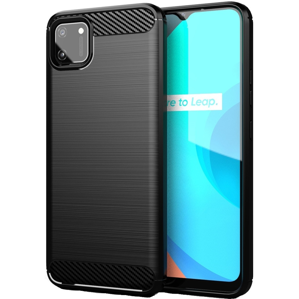 Techsuit Carbon Silicone - Θήκη Σιλικόνης Realme C11 2020 - Black (5949419040069)