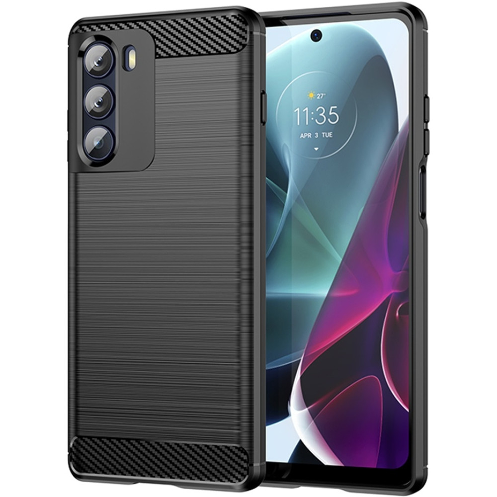 Techsuit Carbon Silicone - Θήκη Σιλικόνης Motorola Moto G200 5G / Edge S30 - Black (5949419031173)