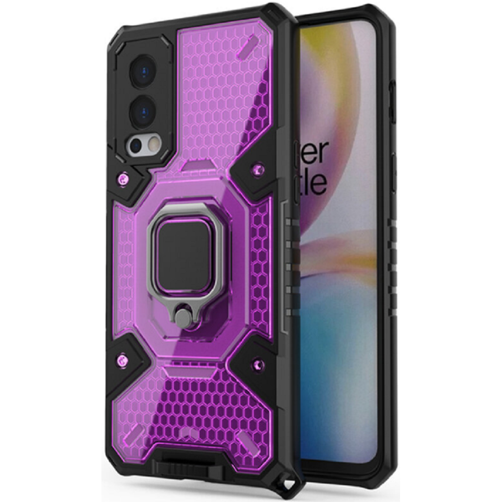 Techsuit Honeycomb Armor - Ανθεκτική Θήκη OnePlus Nord 2 5G με Μεταλλικό Ring Holder - Rose Violet (5949419037694)