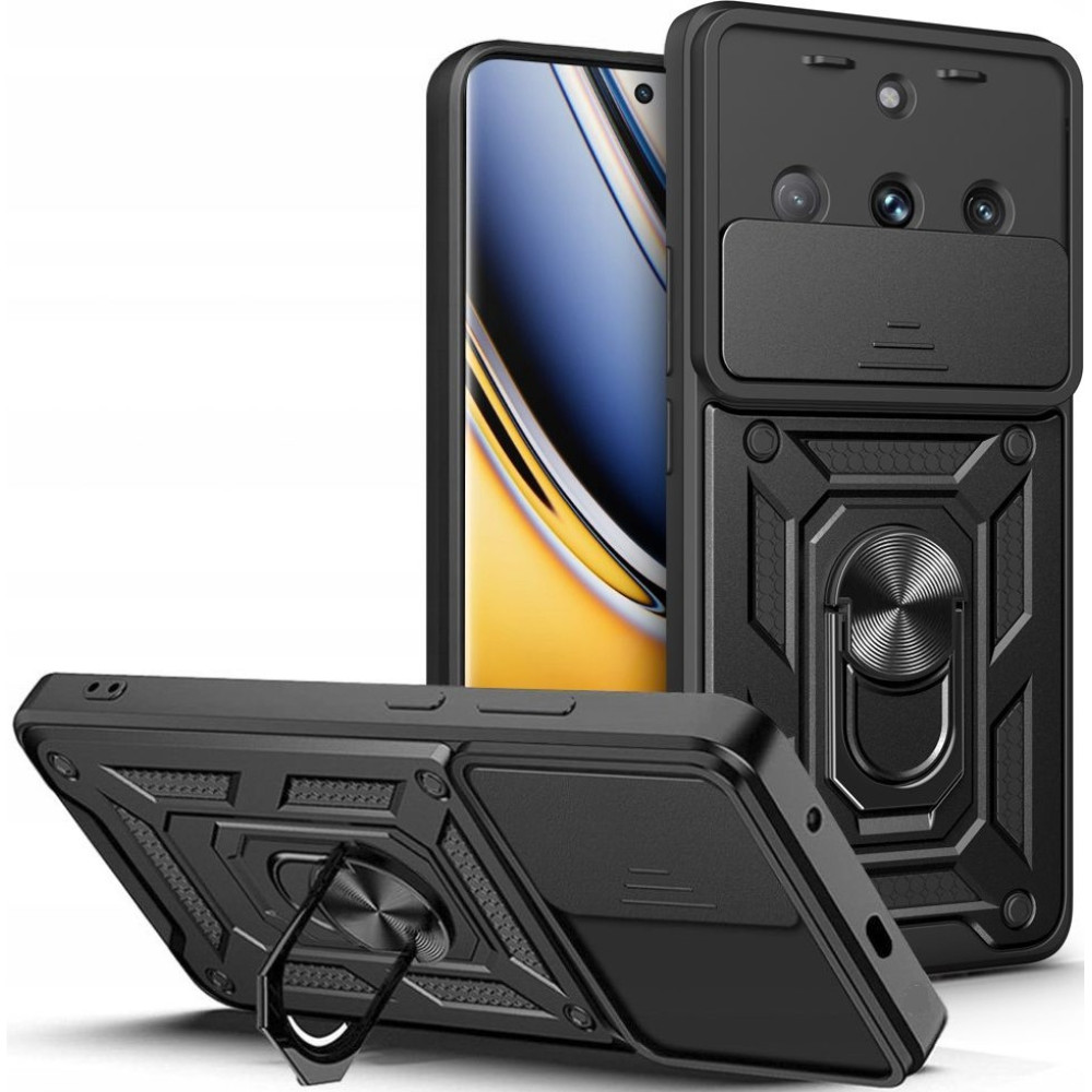 Techsuit CamShield - Ανθεκτική Θήκη με Κάλυμμα για την Κάμερα & Μεταλλικό Ring Holder - Realme 11 Pro / 11 Pro Plus - Black (5949419069213)