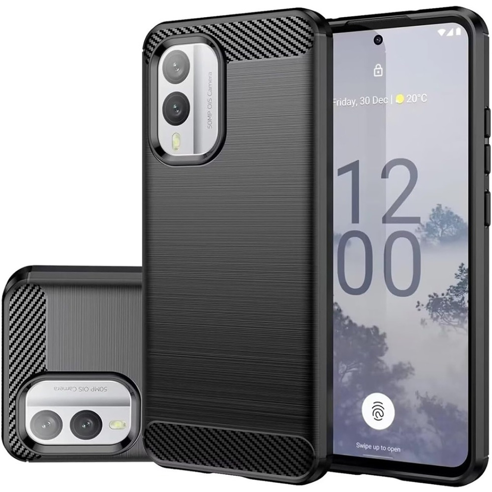 Θήκη Σιλικόνης - Nokia X30 - Techsuit Carbon Silicone - Black (5949419180987)
