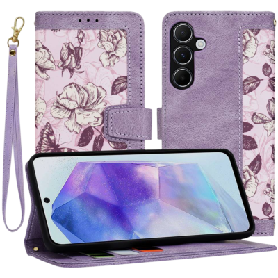 Θήκη Samsung Galaxy A55 Techsuit FlipCraft Πορτοφόλι από Οικολογικό Δέρμα με Αποσπώμενο Λουράκι Χειρός - Mysterious Purple (5949419166387)