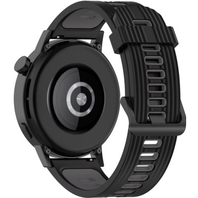 Λουράκι (20mm) Samsung Galaxy Watch FE / 7 / 6 / 5 / 5 Pro /4 (47/46/45/44/43/42/40mm) / Active / Active 2 / Huawei Watch GT 3 42mm / GT 3 Pro 43mm Techsuit Watchband W002 Σιλικόνης - Black (5949419024823)