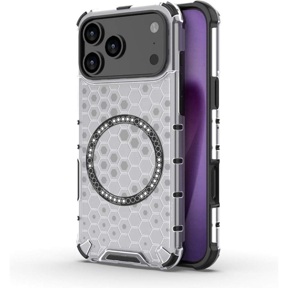 Θήκη iPhone 17 Pro Max Techsuit HoneyComb Shield Σκληρή Ημιδιάφανη με MagSafe - White (5949419290228)