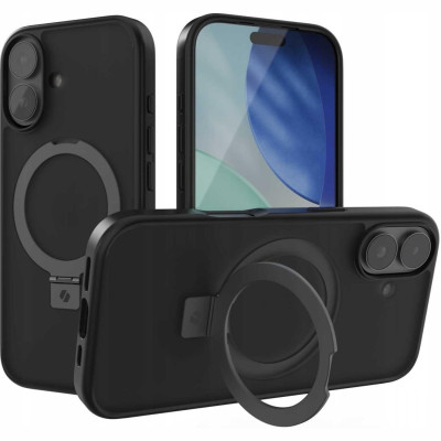 Θήκη iPhone 17 Spacecase Ring Pro Mag Σκληρή με MagSafe & KickStand - Black (5905719130916)