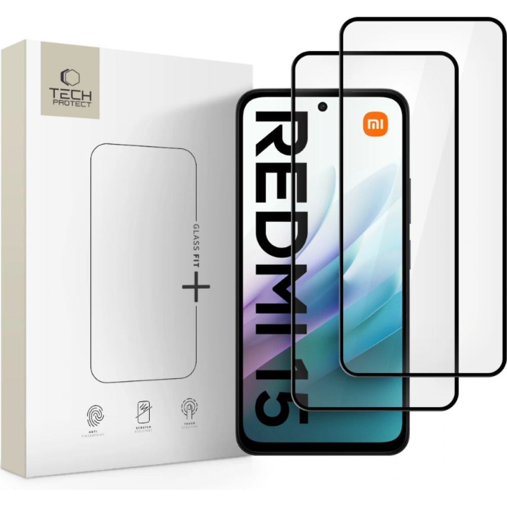 Tempered Glass Xiaomi Redmi 15 Tech-Protect Glass Fit+ Full Face Αντιχαρακτικό Γυαλί Προστασίας Οθόνης 2 Τεμάχια - Black (5906302332113)