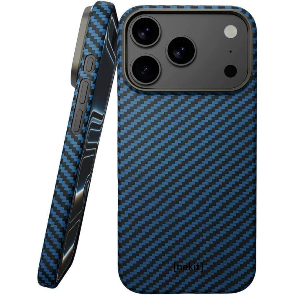 Θήκη iPhone 17 Pro Nekit Fiber Σκληρή με MagSafe Aramid Fiber 1mm 1500D Kevlar - Blue (8719246494604)