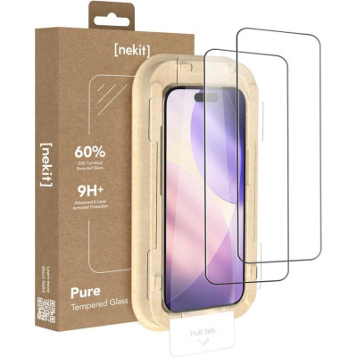 Tempered Glass iPhone 17 Pro Nekit Pure Premium Ανθεκτικό 9Η+ Full Face Αντιχαρακτικό Γυαλί Προστασίας Οθόνης με Απλικατέρ 2 Τεμάχια - Black (8719246492228)