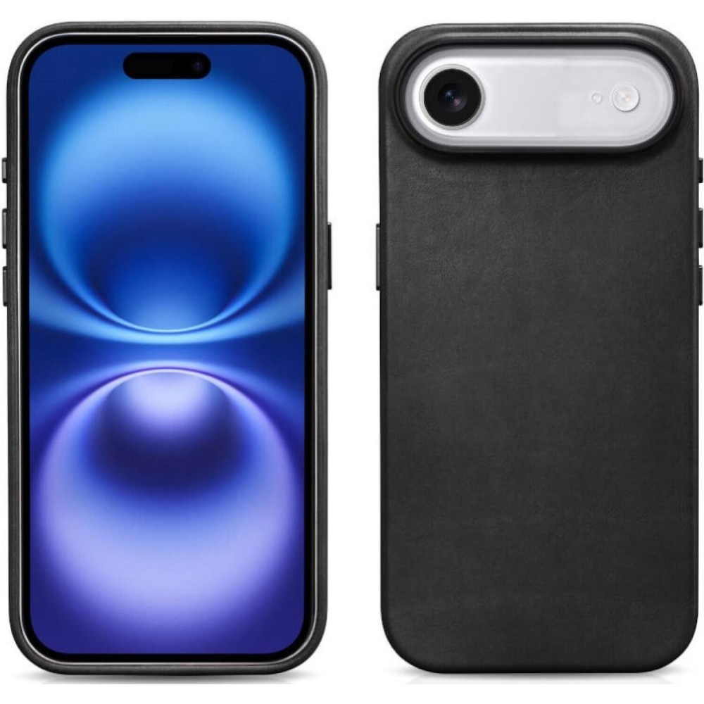 Θήκη iPhone Air iCarer Leather Back Case With Camera Button Δερμάτινη με MagSafe - Black (KJIP17250704-BK)