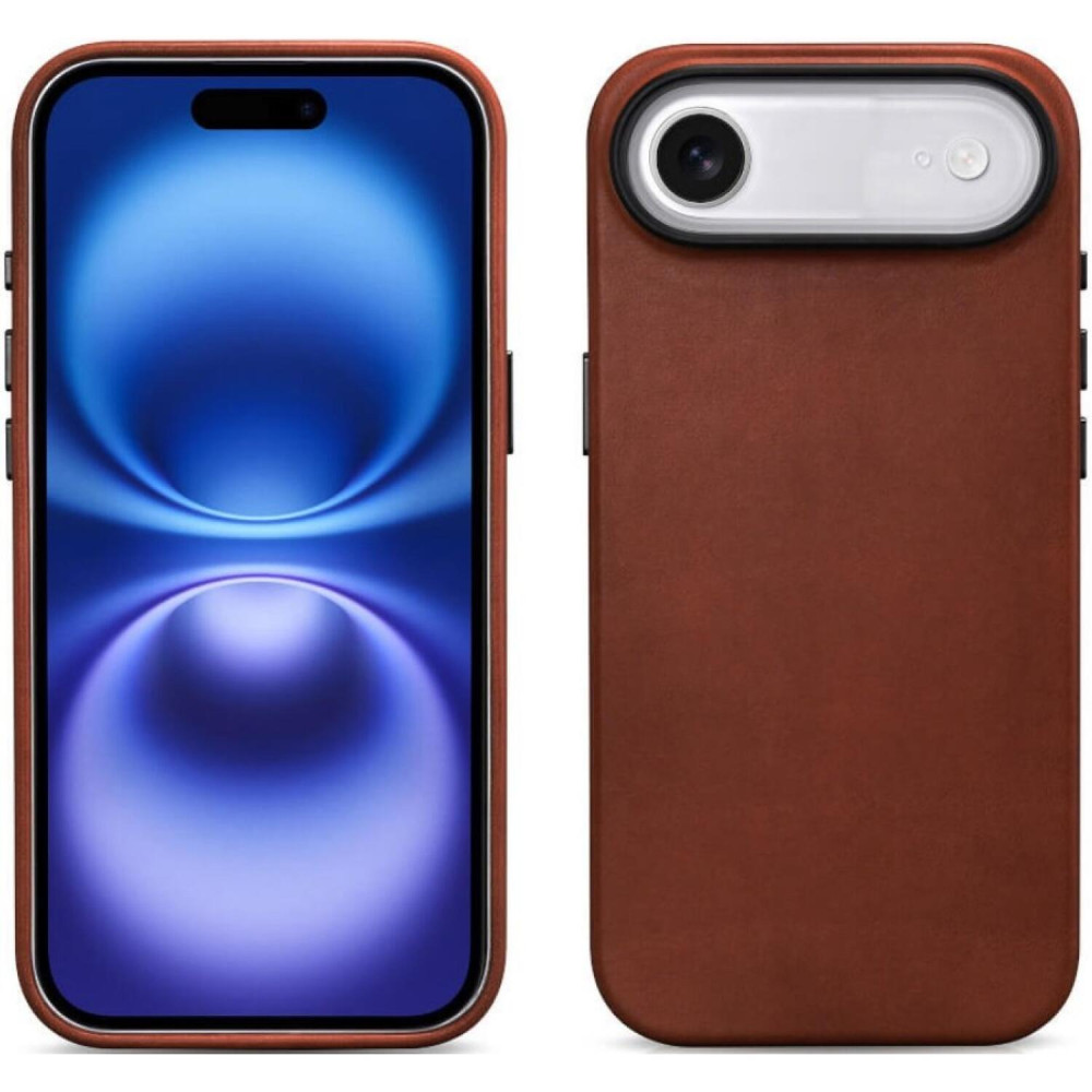 Θήκη iPhone Air iCarer Leather Back Case With Camera Button Δερμάτινη με MagSafe - Retro Brown (KJIP17250704-BN)