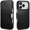 Θήκη iPhone 17 Pro iCarer Vintage Series Side-Open Flip Σκληρή Δερμάτινη με MagSafe - Black (WMI17250801-BK)