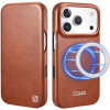 Θήκη iPhone 17 Pro Max iCarer Curved Edge Leather Folio with Magsafe Δερμάτινη Flip με MagSafe - Retro Brown (KJIP17250702-BN)