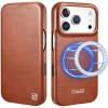 Θήκη iPhone 17 Pro iCarer Curved Edge Leather Folio with Magsafe Δερμάτινη Flip με MagSafe - Retro Brown (KJIP17250701-BN)