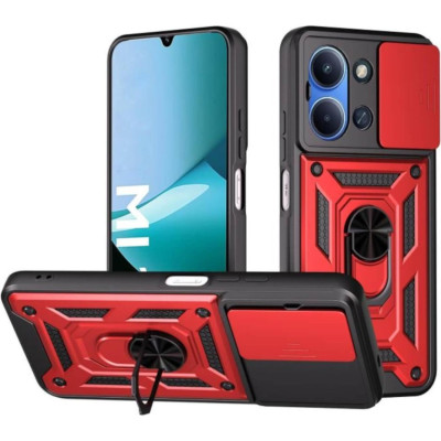 Θήκη Xiaomi Redmi 15C 5G / Poco C85 5G Bodycell Armor Slide Ανθεκτική με Κάλυμμα για την Κάμερα & Μεταλλικό Ring Holder - Red (5206015084362)