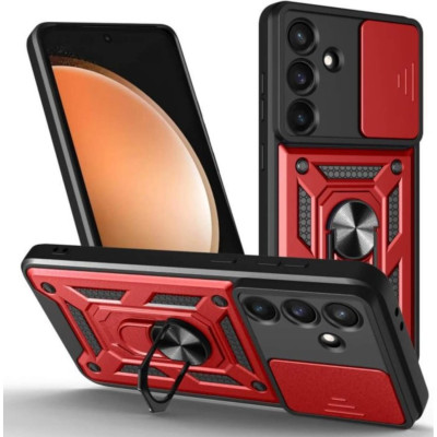 Θήκη Samsung Galaxy S25 FE Bodycell Armor Slide Ανθεκτική με Κάλυμμα για την Κάμερα & Μεταλλικό Ring Holder - Red (5206015084270)