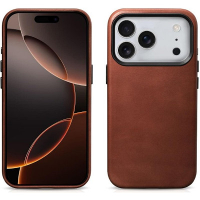 Θήκη iPhone 17 Pro iCarer Leather Back Case With Camera Button Δερμάτινη με MagSafe - Retro Brown (KJIP17250705-BN)