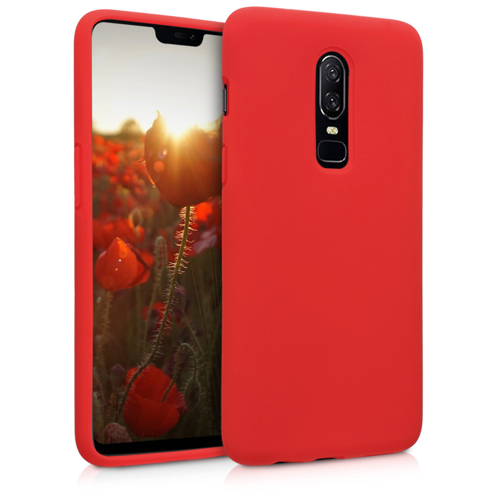 KW Θήκη Σιλικόνης OnePlus 6 - Soft Flexible Rubber Protective Cover - Red - (46122.09)