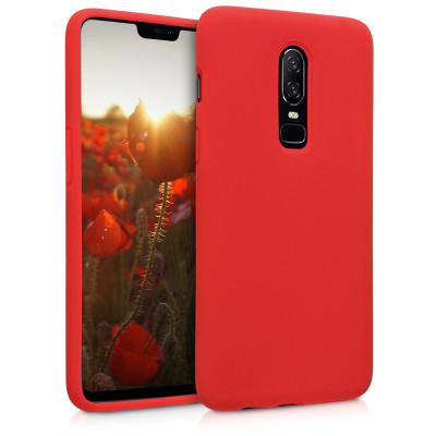 KW Θήκη Σιλικόνης OnePlus 6 - Soft Flexible Rubber Protective Cover - Red - (46122.09)