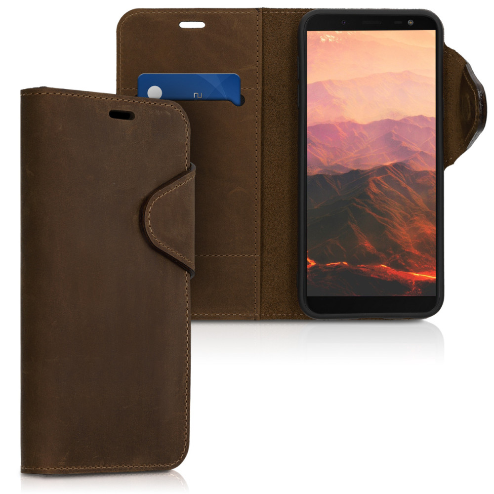 Kalibri Δερμάτινη Suede Θήκη - Πορτοφόλι Samsung Galaxy J6 2018 - Brown (46601.05)