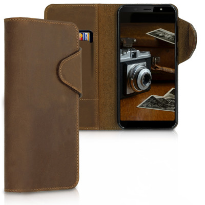 Kalibri Δερμάτινη Suede Θήκη - Πορτοφόλι HTC U12 Life - Brown (46336.05)